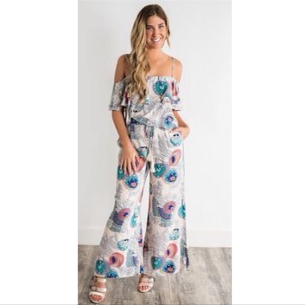 Hommage size medium floral boho wide leg pants